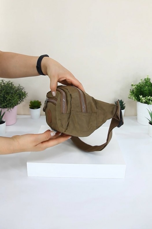 Vizon Kadın Bel ve Göğüs Çantası Body Bag Free Bag Krinkıl Kumaş Çok Gözlü Fermuarlı Astarlı 5328