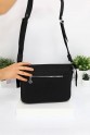 Siyah Orta Boy Günlük Kadın Çapraz Askılı Postacı Omuz Çantası Suni Deri Çok Gözlü Astarlı 5350