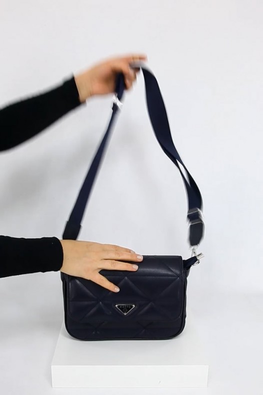 Lacivert Orta Boy Günlük Kadın Çapraz Askılı Postacı Omuz Çantası Suni Deri İki Gözlü Astarlı 5404