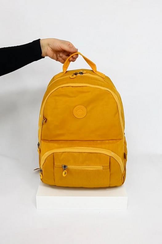 Sarı Büyük Boy Günlük Unisex Kadın Erkek Sırt Çantası Su Geçirmez İthal Krinkıl Kumaş Astarlı 5385