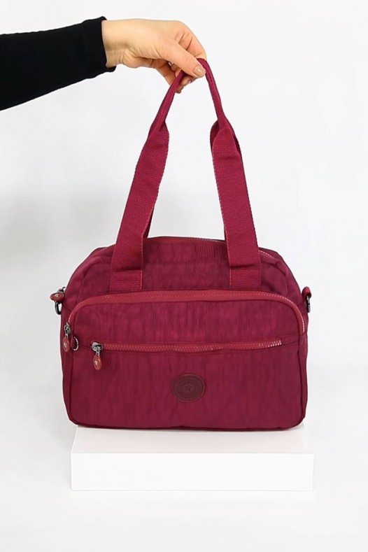 Bordo Orta Boy Günlük Kadın Çapraz Askılı Kol Omuz Çantası Su Geçirmez İthal Krinkıl Kumaş 5383