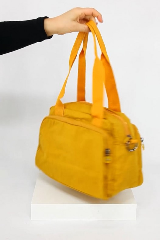 Sarı Orta Boy Günlük Kadın Çapraz Askılı Kol Omuz Çantası Su Geçirmez İthal Krinkıl Kumaş 5383