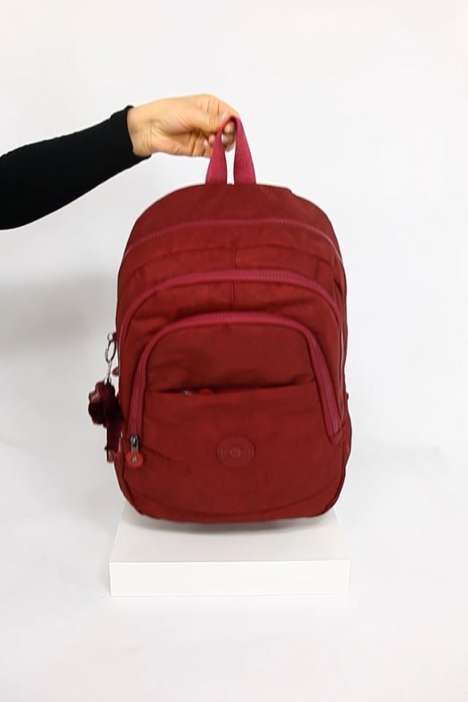 Bordo Büyük Boy Günlük Unisex Kadın Erkek Sırt Çantası Su Geçirmez İthal Krinkıl Kumaş Astarlı 5379