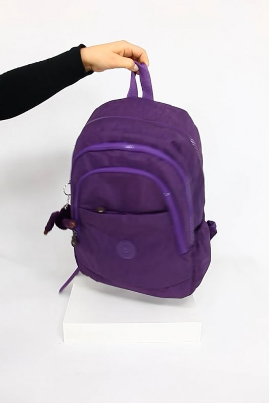 Mor Büyük Boy Günlük Unisex Kadın Erkek Sırt Çantası Su Geçirmez İthal Krinkıl Kumaş Astarlı 5379