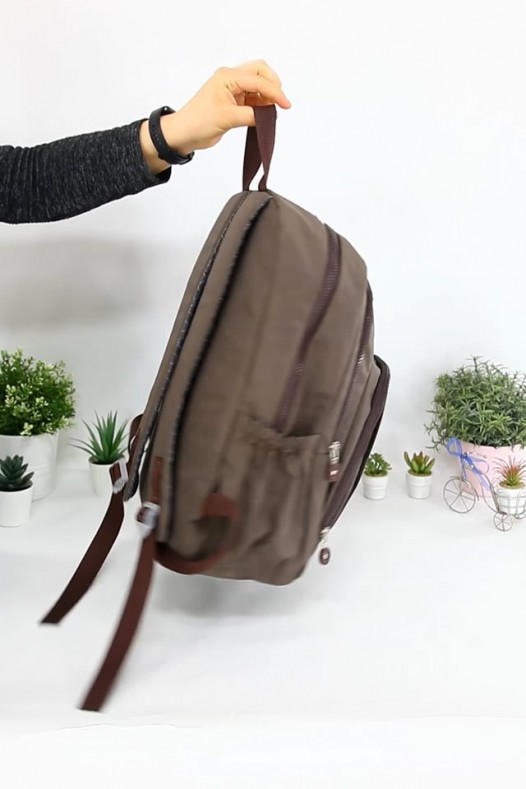 Vizon Büyük Boy Günlük Unisex Kadın Erkek Sırt Çantası İthal Krinkıl Kumaş Çok Gözlü Astarlı 5428