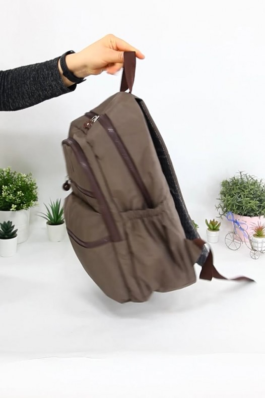 Vizon Büyük Boy Günlük Unisex Kadın Erkek Sırt Çantası İthal Krinkıl Kumaş Çok Gözlü Astarlı 5429