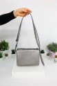Gri Orta Boy Günlük Kadın Çapraz Askılı Portföy Cüzdan İthal Suni Deri Çok Gözlü Astarlı 5414