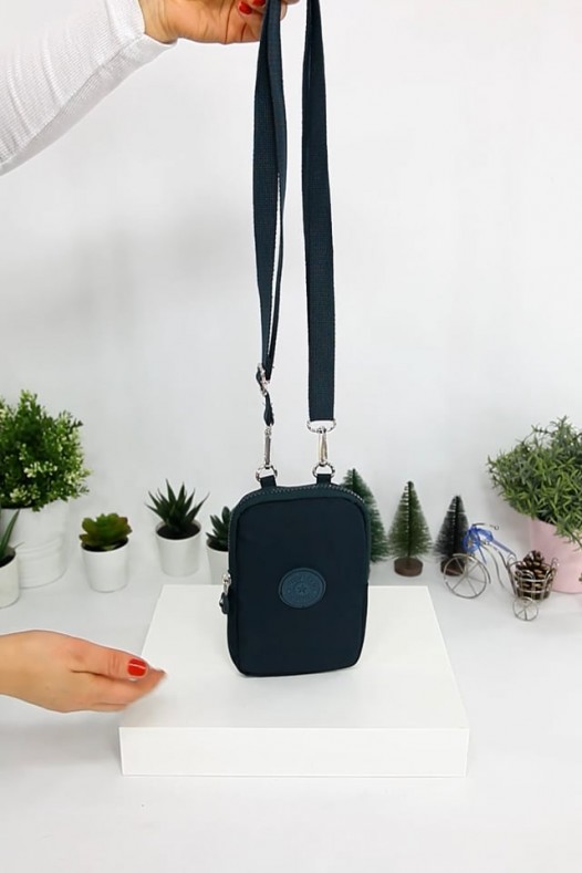 Petrol Küçük Boy Günlük Kadın Çapraz Askılı Telefonluk Cüzdan Çanta Su Geçirmez Krinkıl Kumaş 5424