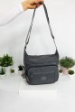 Gri Orta Boy Günlük Kadın Çapraz Askılı Postacı Omuz Çantası Krinkıl Kumaş Çok Gözlü Bölmeli 5425