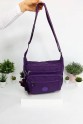 Mor Orta Boy Günlük Kadın Çapraz Askılı Postacı Omuz Çantası Krinkıl Kumaş Çok Gözlü Bölmeli 5425