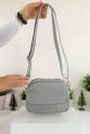 Açık Gri Küçük Boy Günlük Kadın Çapraz Postacı Omuz Çantası İthal Kaliteli Suni Deri Üç Gözlü 5405