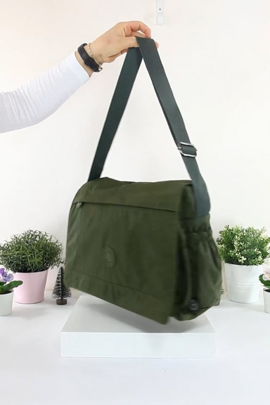 Haki A4 Laptop Büyük Boy Günlük Kadın Çapraz Askılı Postacı Omuz Çantası Su Geçirmez Krinkıl 5432