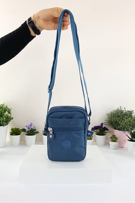 Mavi Orta Boy Günlük Kadın Çapraz Askılı Cüzdan Telefonluk Çanta Su Geçirmez İthal Krinkıl 5444