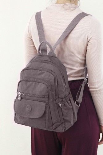 Vizon Kadın El Askılı Sırt Çantası Krinkıl Kumaş Çok Gözlü Bölmeli Fermuarlı İçi Astarlı 5296