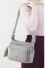 Açık Vizon Kadın Çapraz Askılı Postacı Omuz Çantası Krinkıl Kumaş Çok Gözlü Fermuarlı Astarlı 5313
