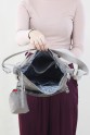 Açık Vizon Kadın Çapraz Askılı Postacı Omuz Çantası Krinkıl Kumaş Çok Gözlü Fermuarlı Astarlı 5313