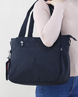 Siyah Kadın Çapraz Askılı Kol Omuz Çantası Krinkıl Kumaş Çok Gözlü Bölmeli Fermuarlı Astarlı 5315