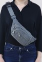 Gri Kadın Bel ve Göğüs Çantası Body Bag Free Bag Krinkıl Kumaş Çok Gözlü Fermuarlı Astarlı 5328