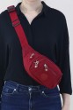 Kırmızı Kadın Bel ve Göğüs Çantası Body Bag Free Bag Krinkıl Kumaş Çok Gözlü Fermuarlı Astarlı 5328