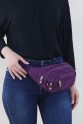 Mor Kadın Bel ve Göğüs Çantası Body Bag Free Bag Krinkıl Kumaş Çok Gözlü Fermuarlı Astarlı 5328