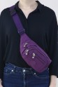 Mor Kadın Bel ve Göğüs Çantası Body Bag Free Bag Krinkıl Kumaş Çok Gözlü Fermuarlı Astarlı 5328