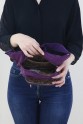 Mor Kadın Bel ve Göğüs Çantası Body Bag Free Bag Krinkıl Kumaş Çok Gözlü Fermuarlı Astarlı 5328