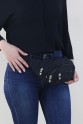 Siyah Kadın Bel ve Göğüs Çantası Body Bag Free Bag Krinkıl Kumaş Çok Bölmeli Fermuarlı Astarlı 5328