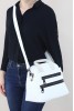 Beyaz Kadın Çapraz Askılı El Omuz Çantası Su Geçirmez Saten Kumaş Çok Gözlü Fermuarlı Astarlı 5330
