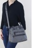 Gri Kadın Çapraz Askılı El Omuz Çantası Su Geçirmez Saten Kumaş Çok Gözlü Fermuarlı Astarlı 5330
