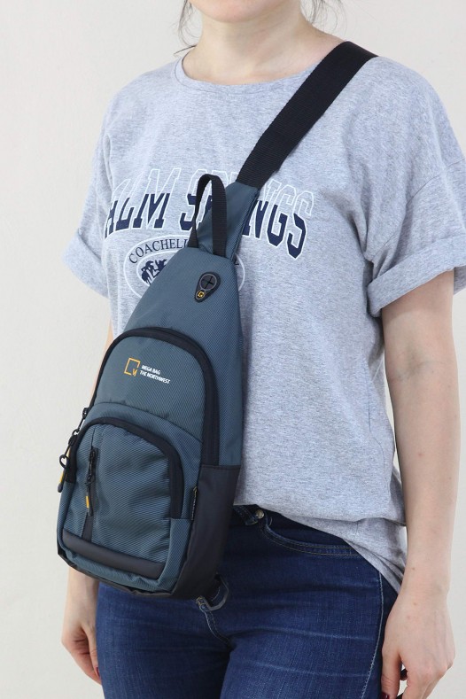 Füme Kadın Göğüs Çantası Su Geçirmez İmperteks Kumaş Çok Gözlü Bölmeli Fermuarlı İçi Astarlı 5334