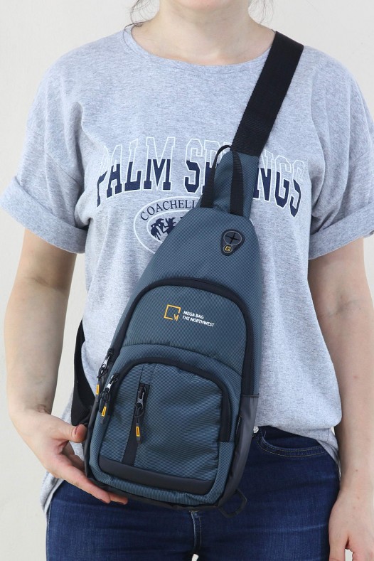 Füme Kadın Göğüs Çantası Su Geçirmez İmperteks Kumaş Çok Gözlü Bölmeli Fermuarlı İçi Astarlı 5334