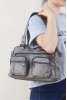 Gri Kadın Çapraz Askılı Kol Omuz Çantası Yumuşak Suni Deri Çok Bölmeli Fermuarlı İçi Astarlı 5337
