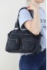 Siyah Kadın Çapraz Askılı Kol Omuz Çantası Yumuşak Suni Deri Çok Bölmeli Fermuarlı Astarlı 5337