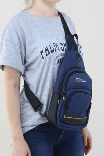 Lacivert Kadın Göğüs Çantası Su Geçirmez İmperteks Kumaş Çok Gözlü Bölmeli Fermuarlı Astarlı 5338