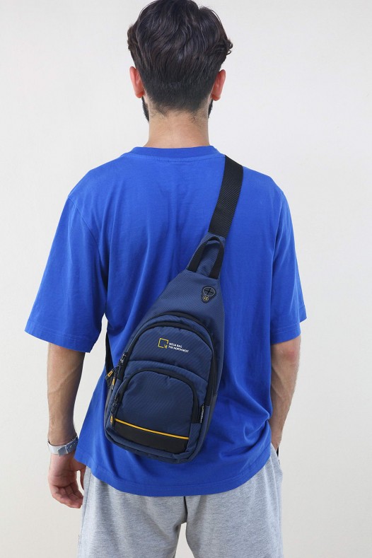 Lacivert Erkek Göğüs Çantası Su Geçirmez İmperteks Kumaş Çok Gözlü Bölmeli Fermuarlı Astarlı 5338E