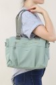 Su Yeşili Kadın Çapraz Askılı Kol Omuz Çantası Su Geçirmez İthal Saten Kumaş Çok Gözlü Astarlı 5339