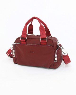 Bordo Kadın Çapraz Askılı El Omuz Çantası Su Geçirmez İthal Saten Kumaş Çok Gözlü Astarlı 5343