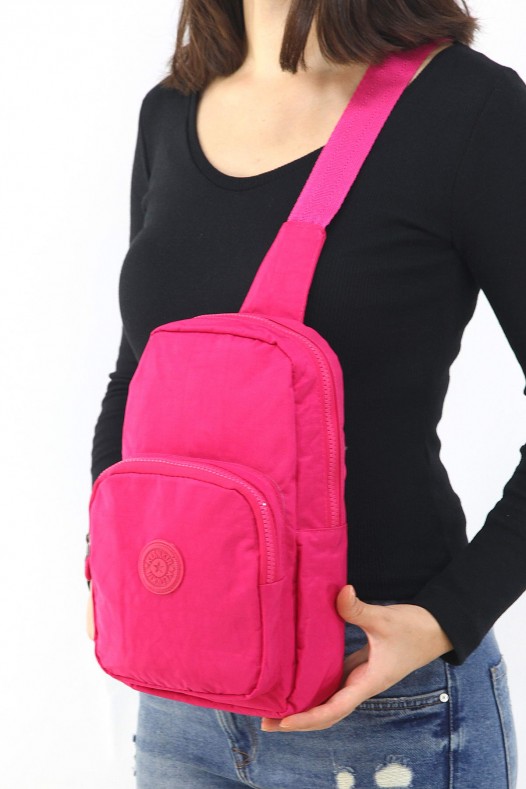 Pembe Orta Boy Kadın Göğüs ve Omuz Çantası Su Geçirmez İthal Krinkıl Kumaş Dört Bölmeli Astarlı 5344