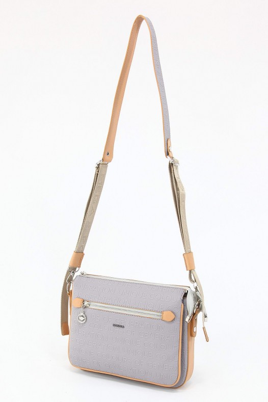 Açık Gri Orta Boy Günlük Kadın Çapraz Askılı Postacı Omuz Çantası Suni Deri Çok Gözlü Astarlı 5350