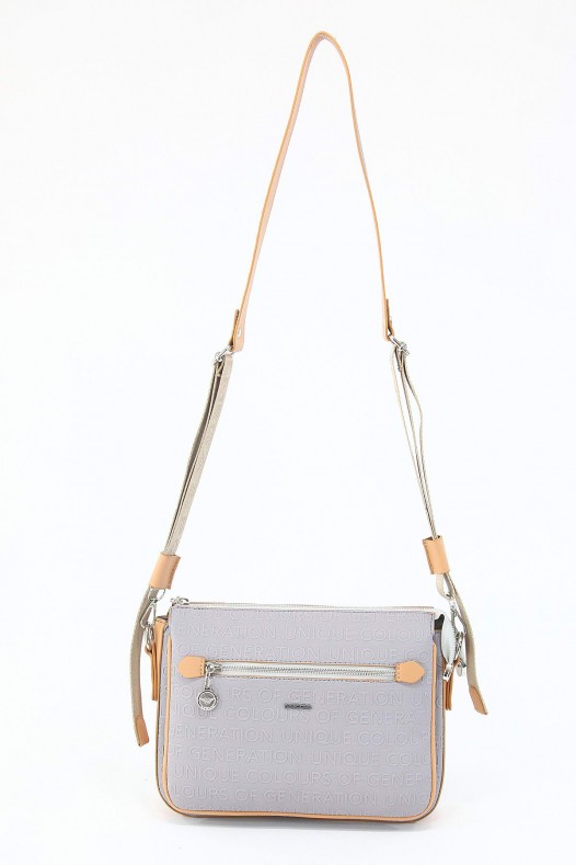 Açık Gri Orta Boy Günlük Kadın Çapraz Askılı Postacı Omuz Çantası Suni Deri Çok Gözlü Astarlı 5350