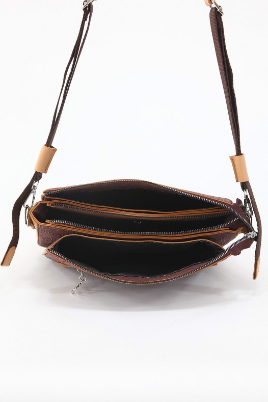 Mürdüm Orta Boy Günlük Kadın Çapraz Askılı Postacı Omuz Çantası Suni Deri Çok Gözlü Astarlı 5350