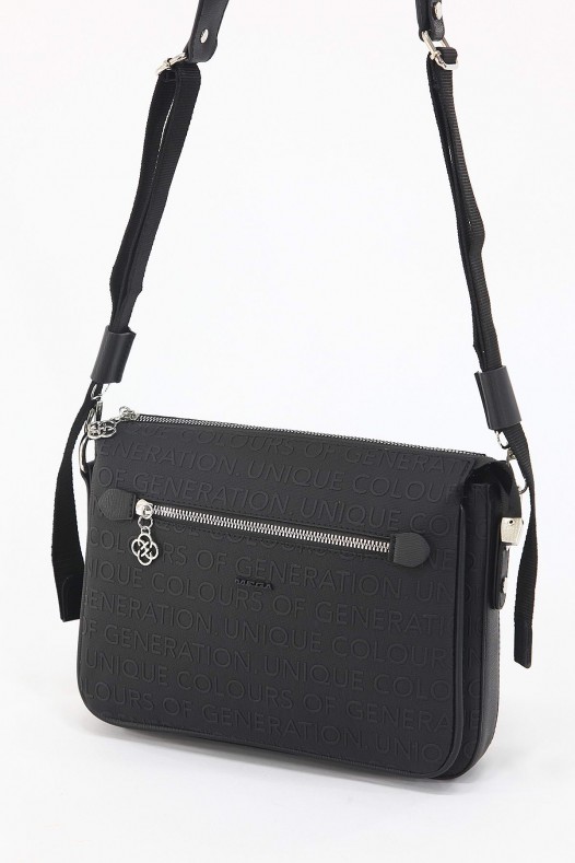 Siyah Orta Boy Günlük Kadın Çapraz Askılı Postacı Omuz Çantası Suni Deri Çok Gözlü Astarlı 5350