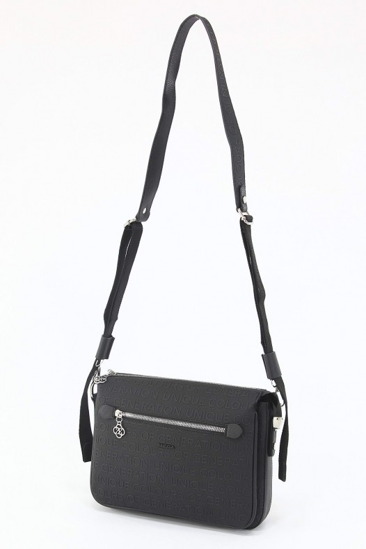 Siyah Orta Boy Günlük Kadın Çapraz Askılı Postacı Omuz Çantası Suni Deri Çok Gözlü Astarlı 5350