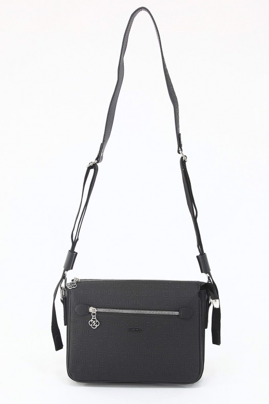 Siyah Orta Boy Günlük Kadın Çapraz Askılı Postacı Omuz Çantası Suni Deri Çok Gözlü Astarlı 5350