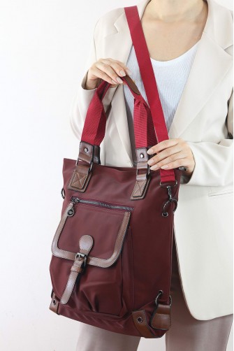 Bordo Büyük Boy Günlük Kadın Çapraz Askılı Kol Omuz Çantası Su Geçirmez İthal Saten Kumaş 5354