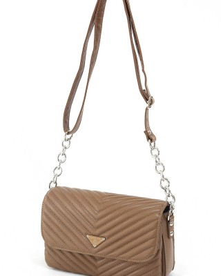 Vizon Orta Boy Günlük Kadın Çapraz Askılı Omuz Çantası İthal Suni Deri Çok Gözlü Astarlı 5356