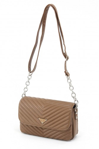 Vizon Orta Boy Günlük Kadın Çapraz Askılı Omuz Çantası İthal Suni Deri Çok Gözlü Astarlı 5356