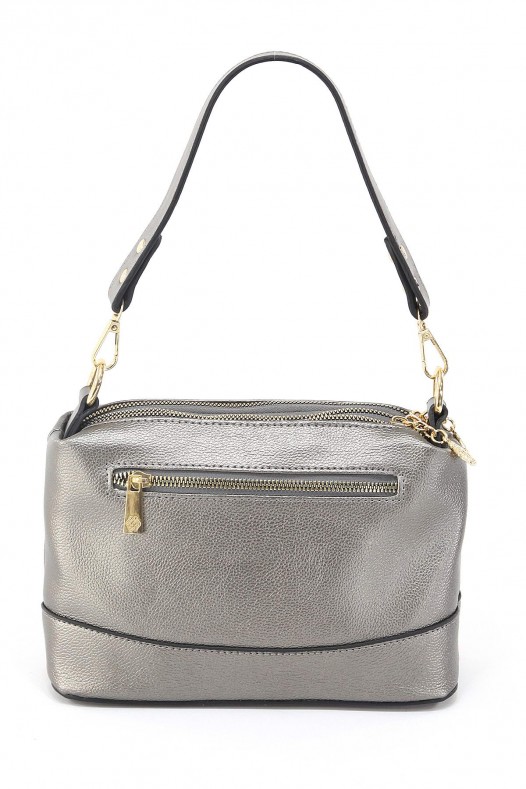 Gri Orta Boy Günlük Kadın Çapraz Askılı Kol Omuz Çantası İthal Kaliteli Suni Deri Çok Gözlü 5357
