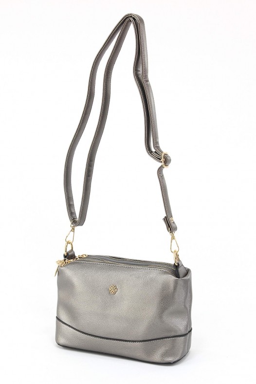 Gri Orta Boy Günlük Kadın Çapraz Askılı Kol Omuz Çantası İthal Kaliteli Suni Deri Çok Gözlü 5357