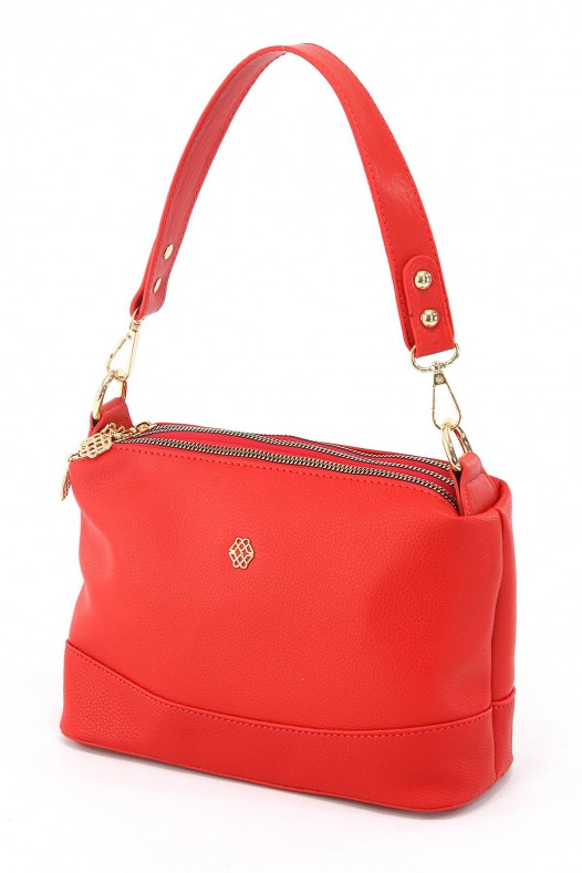 Kırmızı Orta Boy Günlük Kadın Çapraz Askılı Kol Omuz Çantası İthal Kaliteli Suni Deri Çok Gözlü 5357